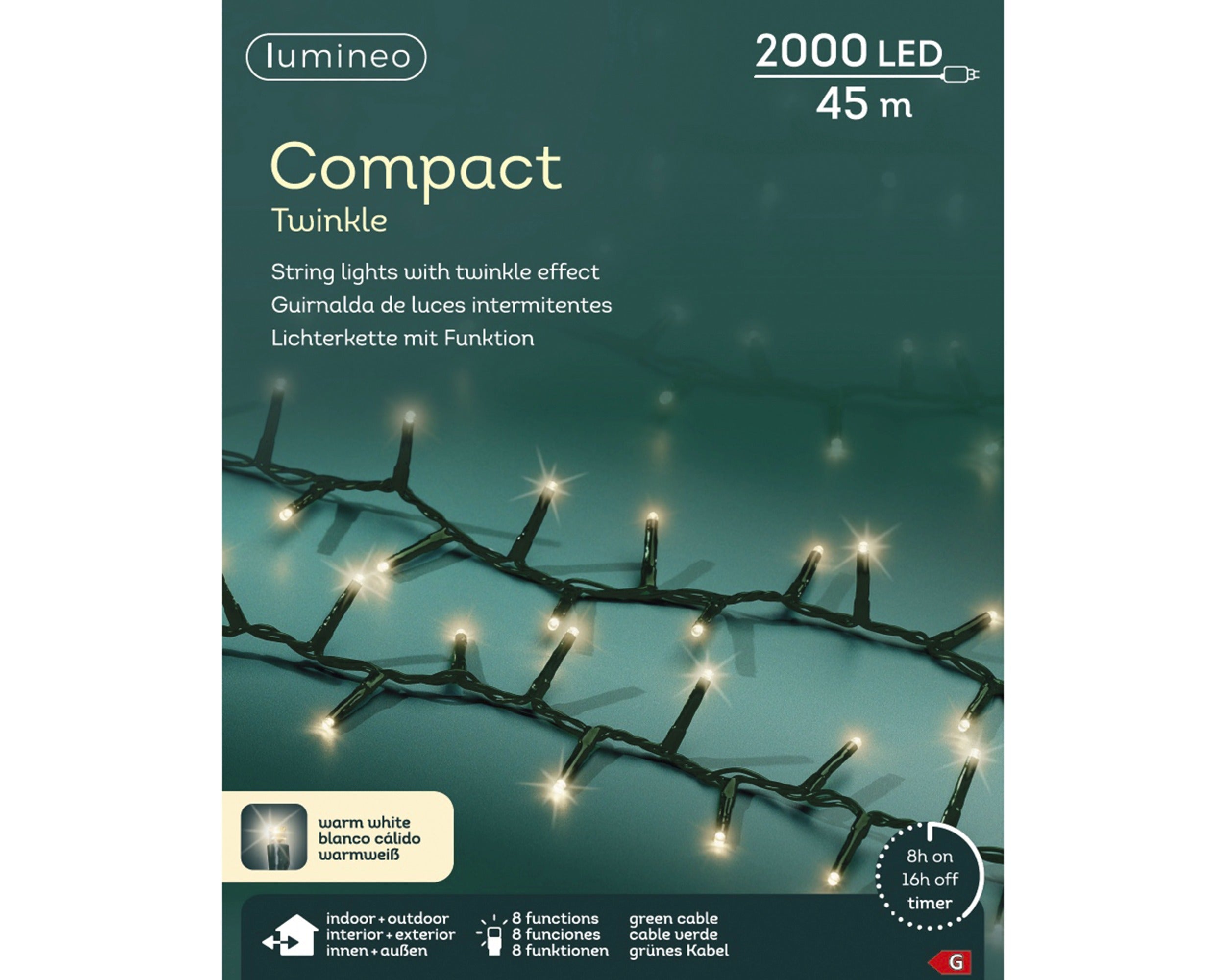 Lumineo LED compact twinkel 4500cm 2000L - groen/warm wit - kerstverlichting
