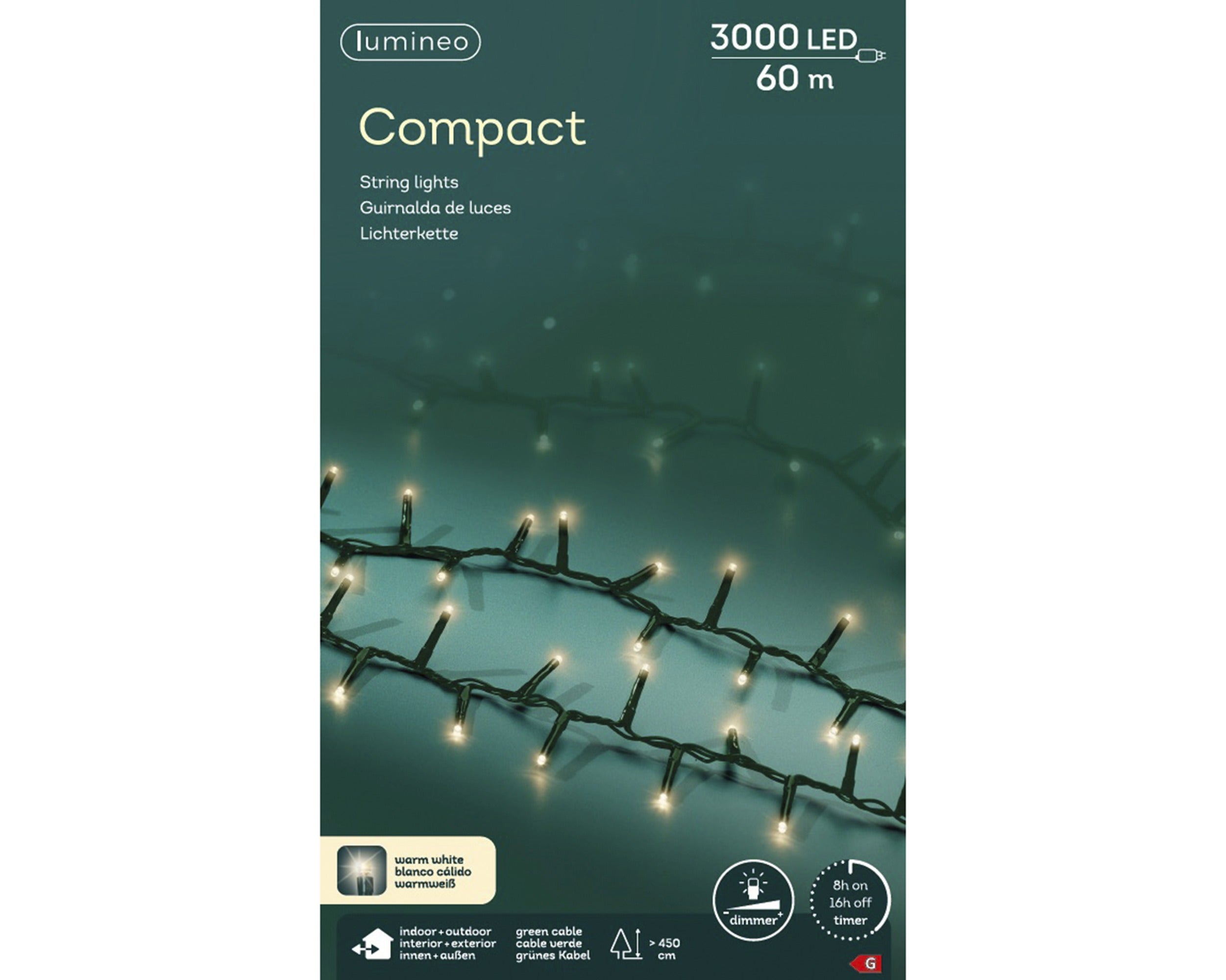 Lumineo LED compact 6000cm 3000L - groen/warm wit - kerstverlichting