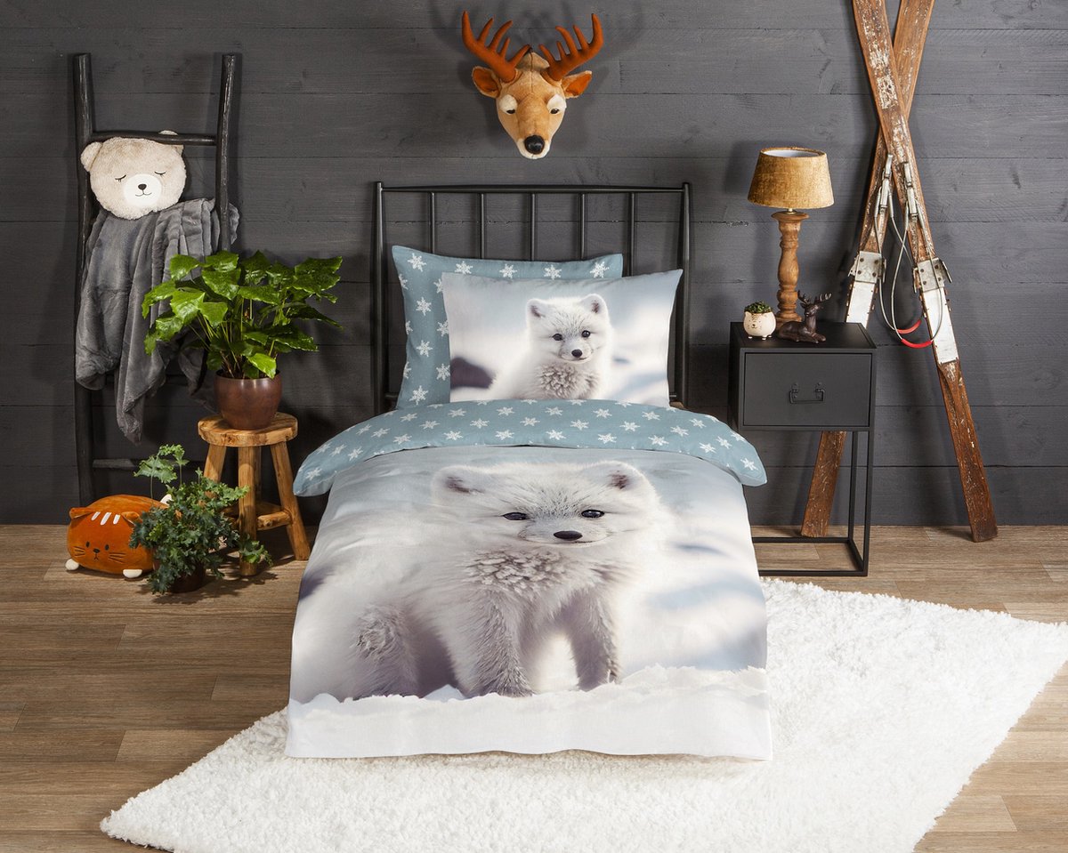 GOODMORNING Dekbedovertrek - 140x220cm 33021 baby poolvos flanel wit