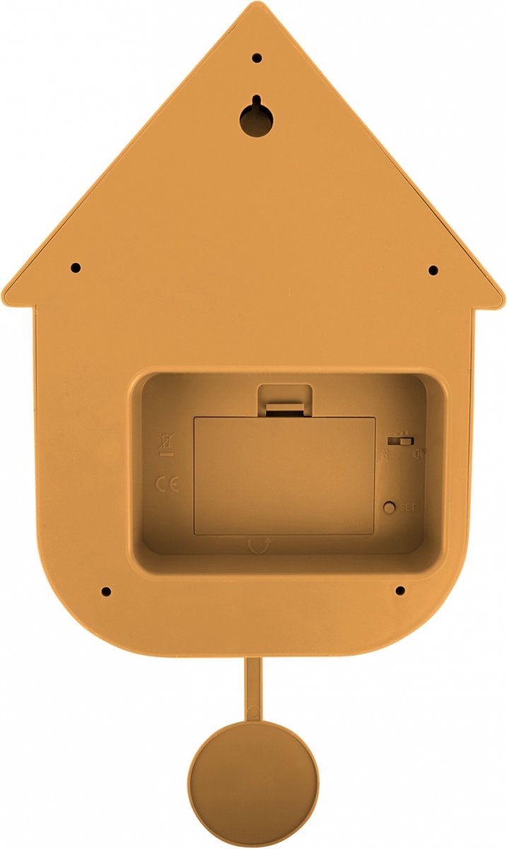 CUCKOO wandklok modern - 41x8.5x21.5cm - Ochre yellow
