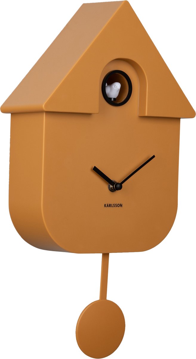 CUCKOO wandklok modern - 41x8.5x21.5cm - Ochre yellow