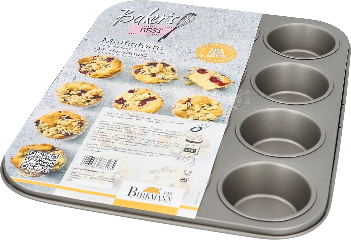 BAKERS BEST Muffinvorm voor 12st.- 35.5x 27.2x3cm   tu lu