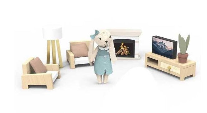 SPEEDY MONKEY poppenhuis living + 1 karakter - h9cm