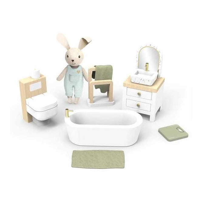 SPEEDY MONKEY poppenhuis badkamer + 1 karakter - h9cm