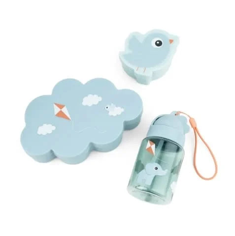 DONE BY DEER lunch en snackbox + rietje - blauw