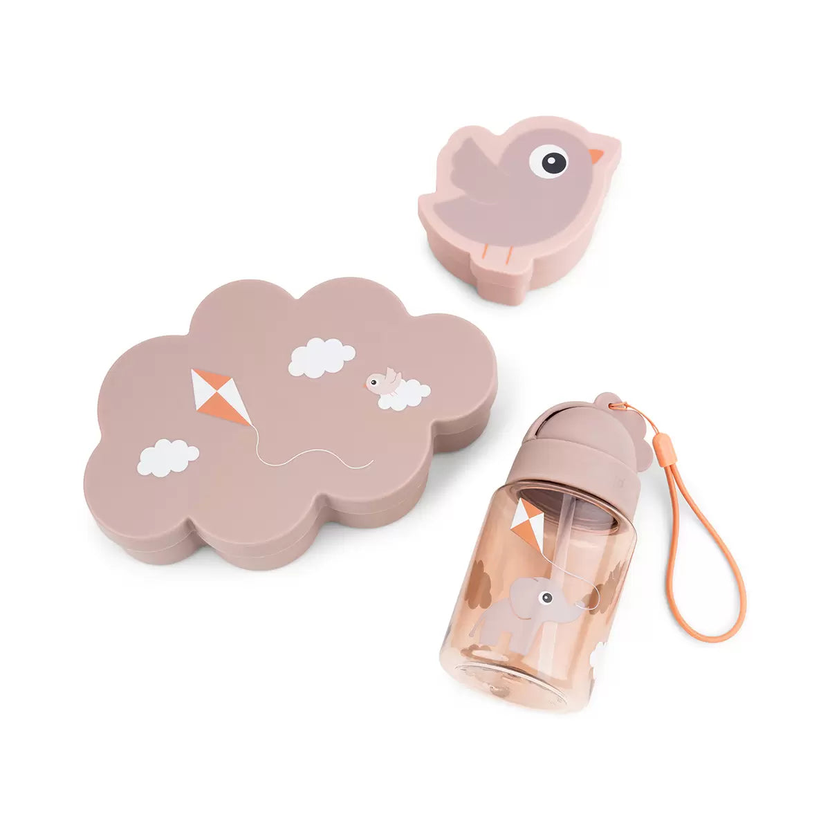 DONE BY DEER lunch en snackbox + rietje - roze