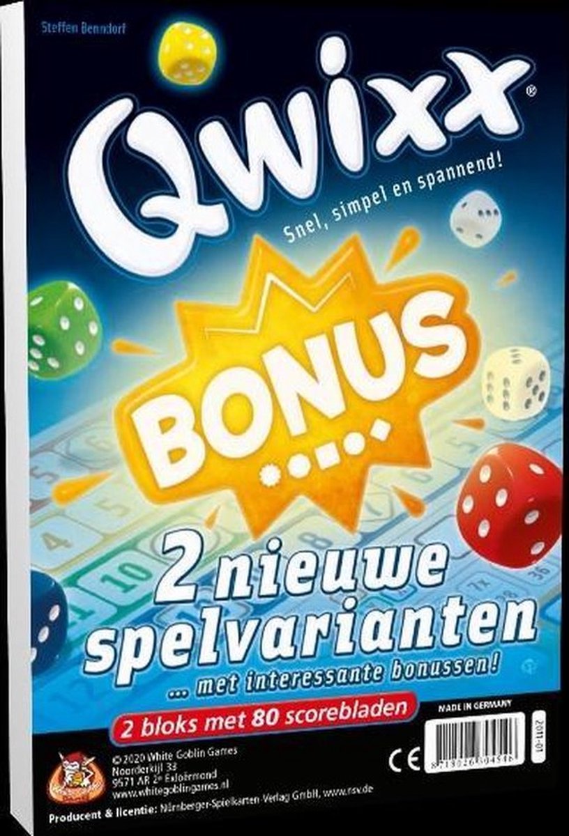 WGG Spel - qwixx bonus - dobbelspel