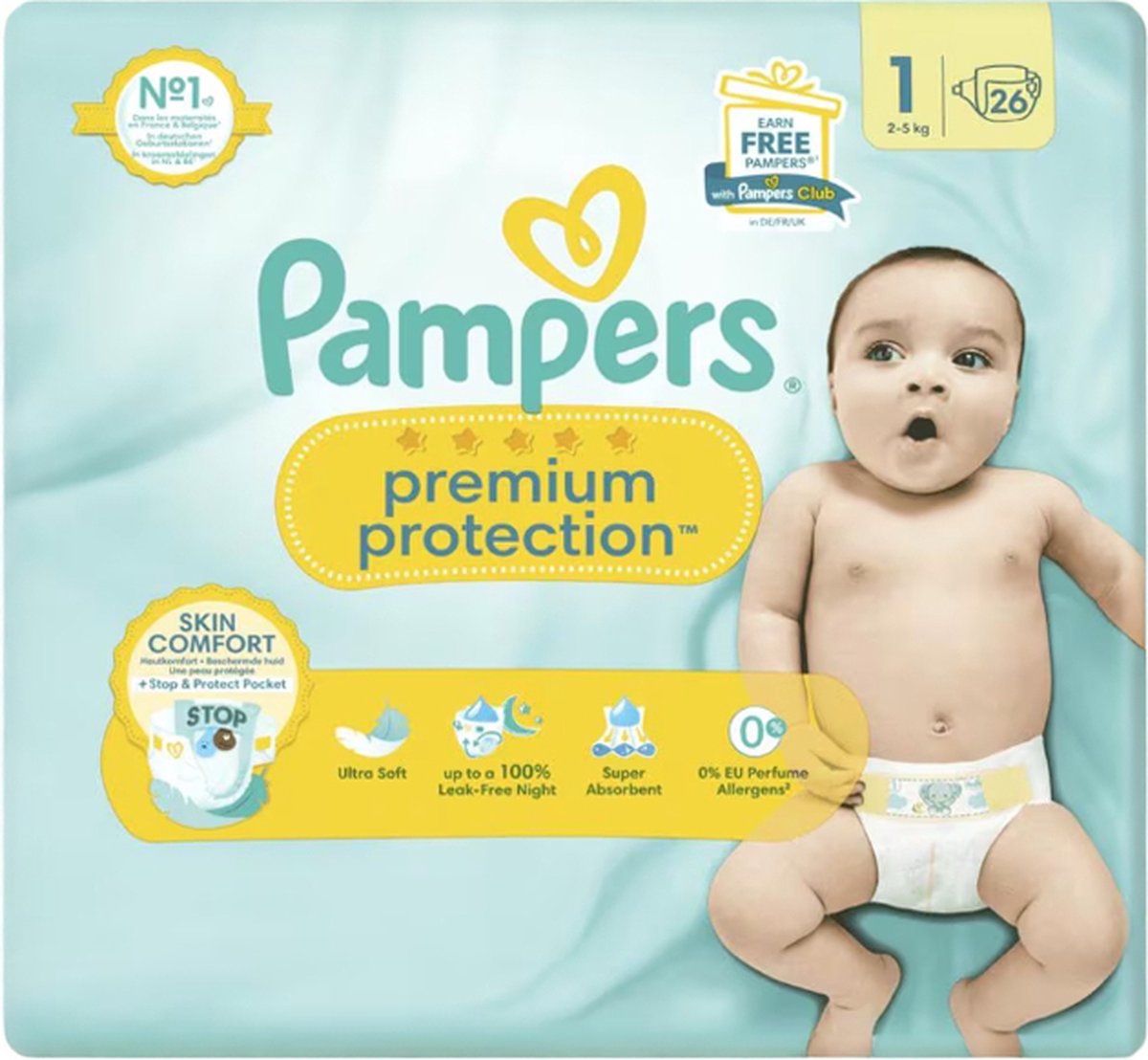 PAMPERS Premium protection maat 1 2/5kg- 26st.
