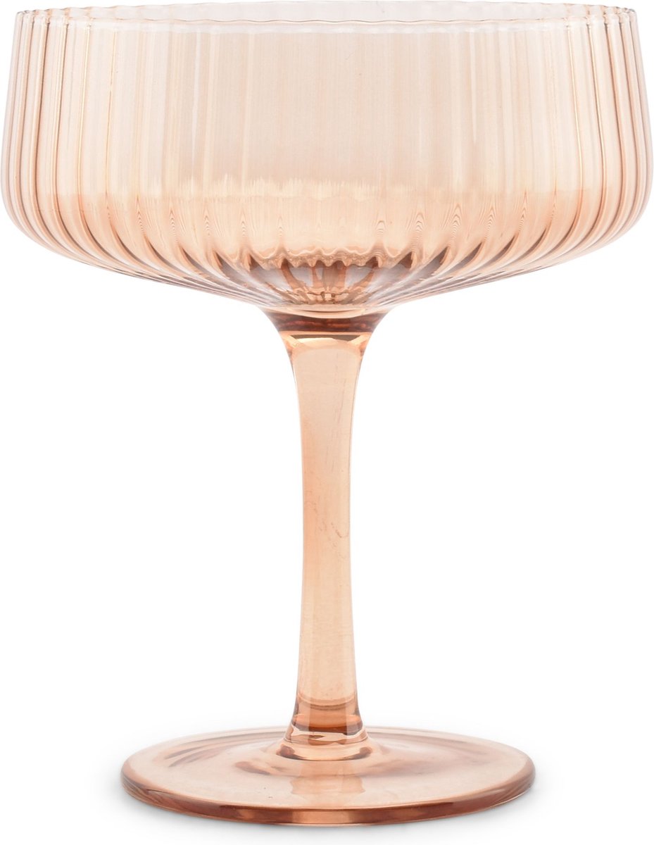 S&P Ray - 4 coupe champagneglazen 230ml amber kleur - met ribbel