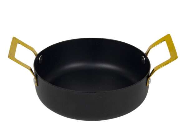 Pannetje 13cm met 2 grepen goudkleur - zwart