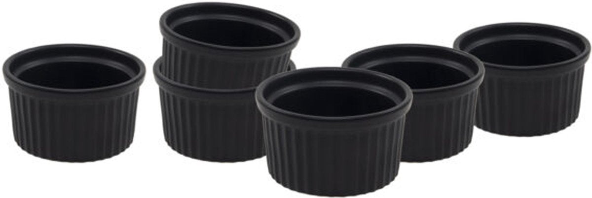 Creme brulee schaaltjes 9x5cm 6st.- mat zwart zwart