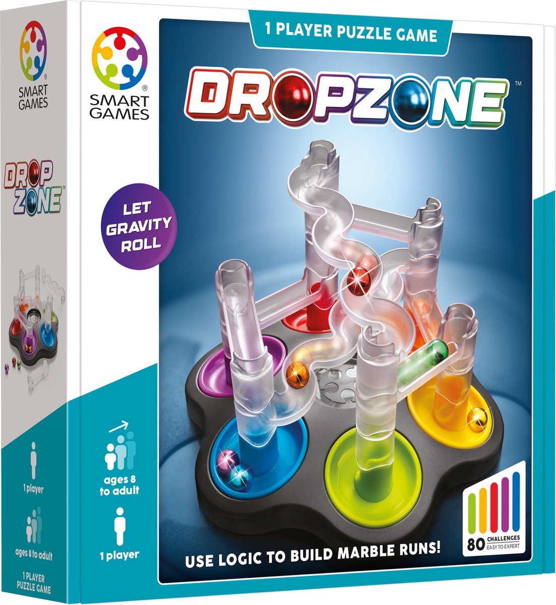 SMART Games - Dropzone knikkerbaan met 80 uitdagingen 5 niveaus - vanaf 8 jaar