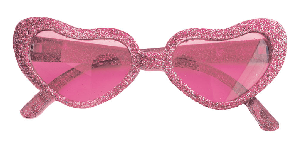 Verkleedacc. disco bril hart - glitter roze