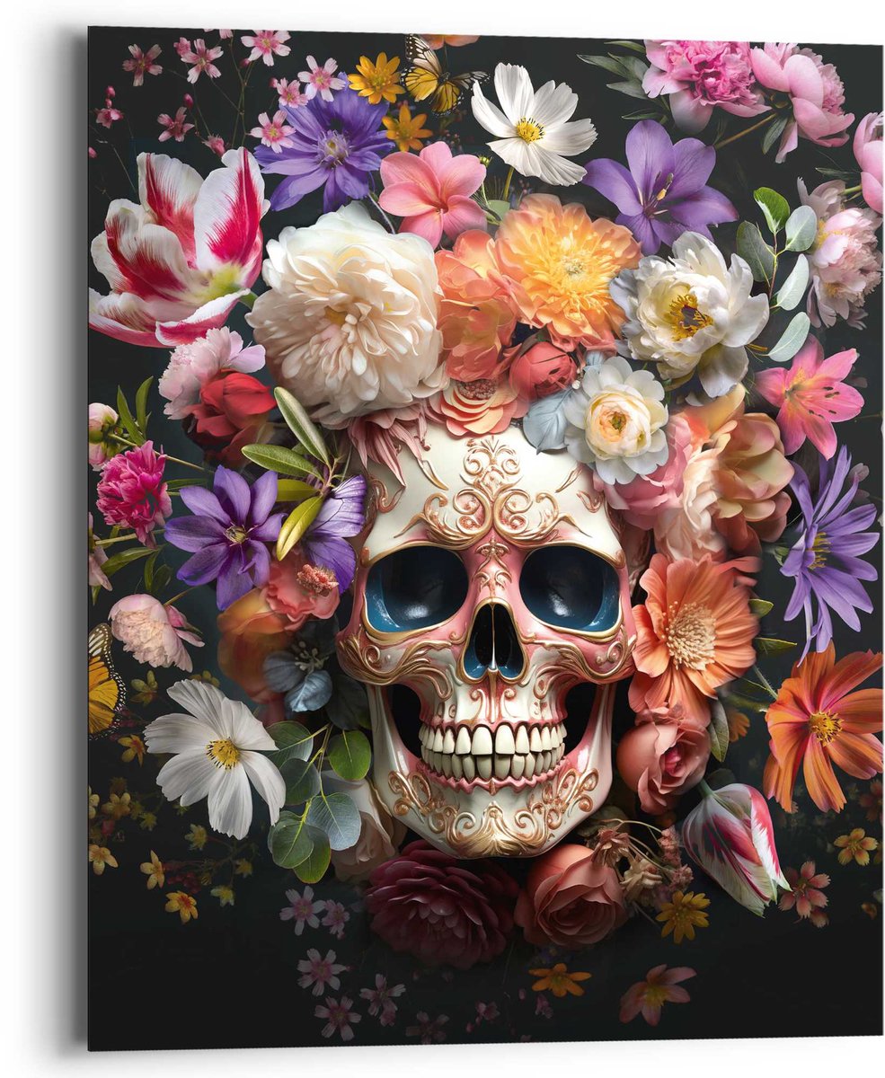 Deco panel - 40x50cm - floral skull