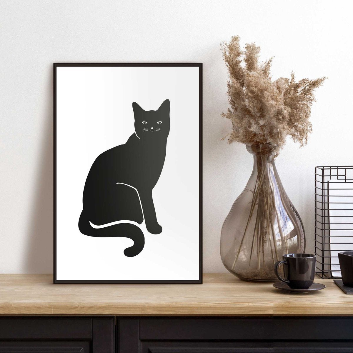 Slim frame black - 20x30cm - black cat