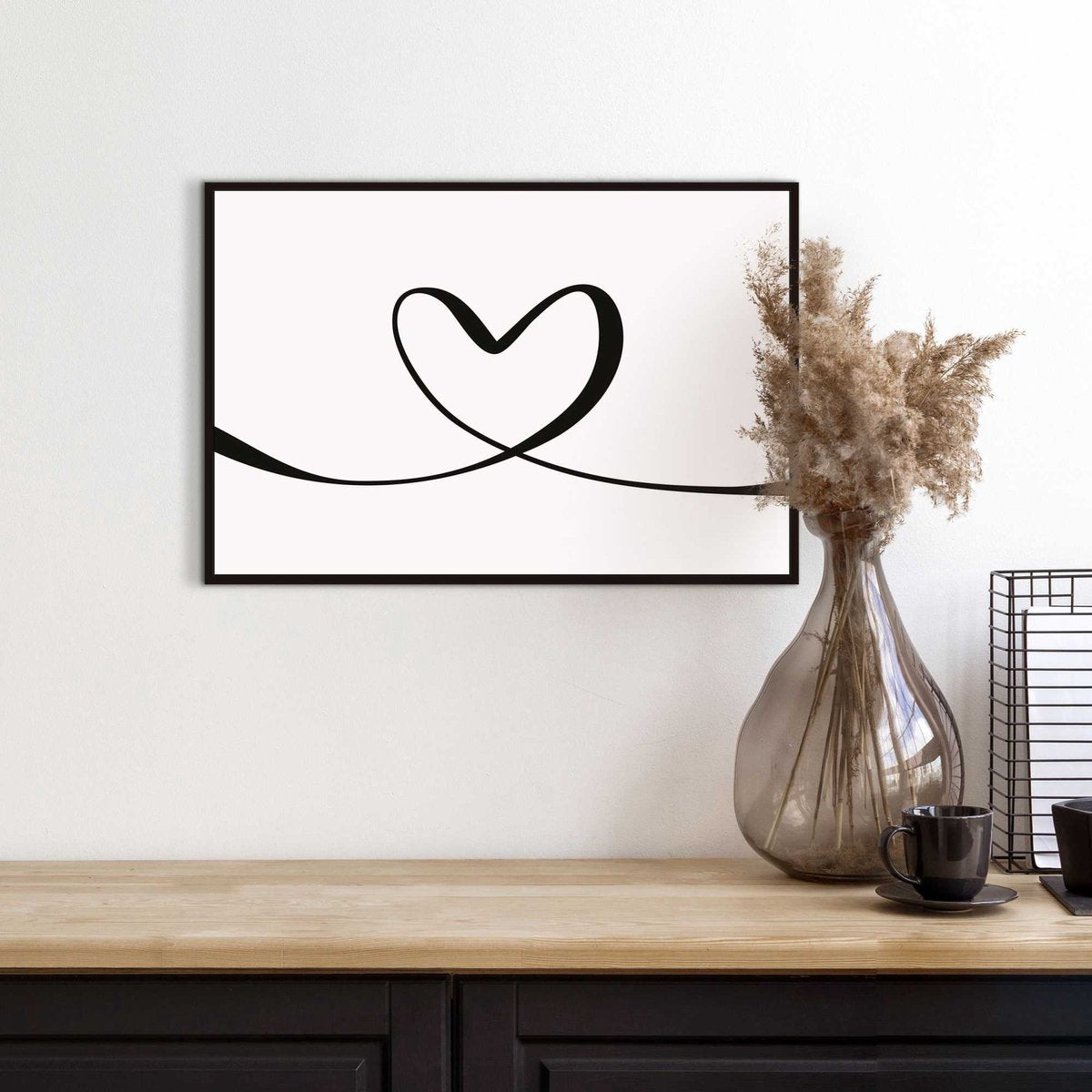 Slim frame black - 20x30cm - heart lines