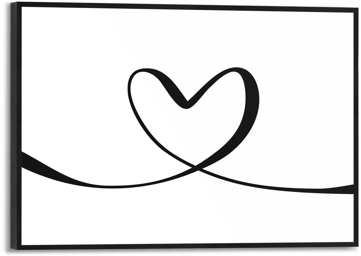 Slim frame black - 20x30cm - heart lines