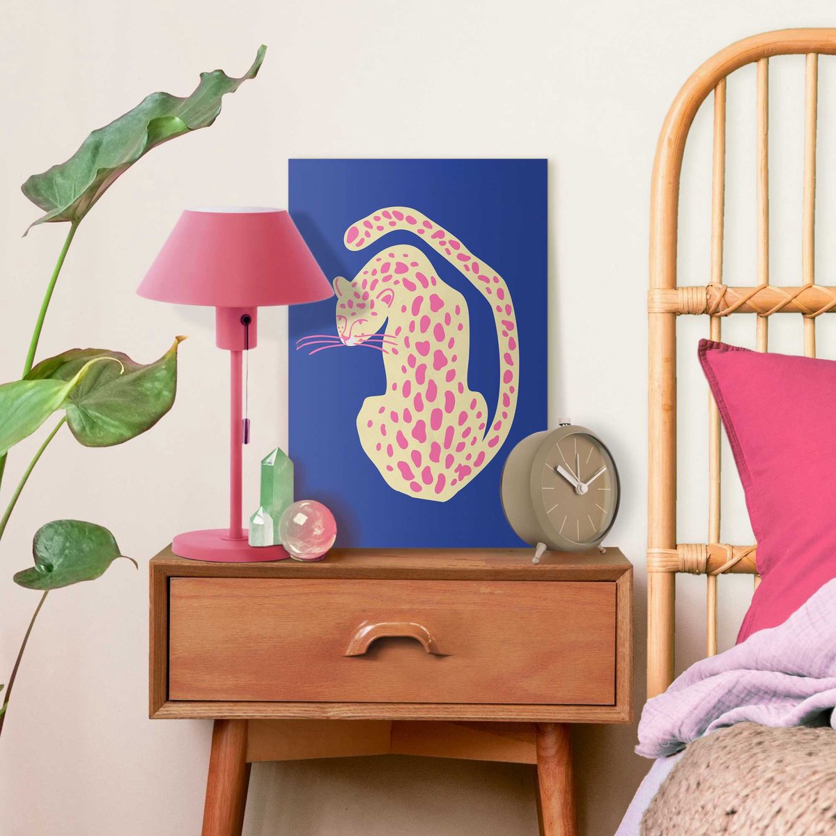 Giclee on canvas - 20x30cm - blue pink cat
