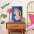 Giclee on canvas - 20x30cm - blue pink cat