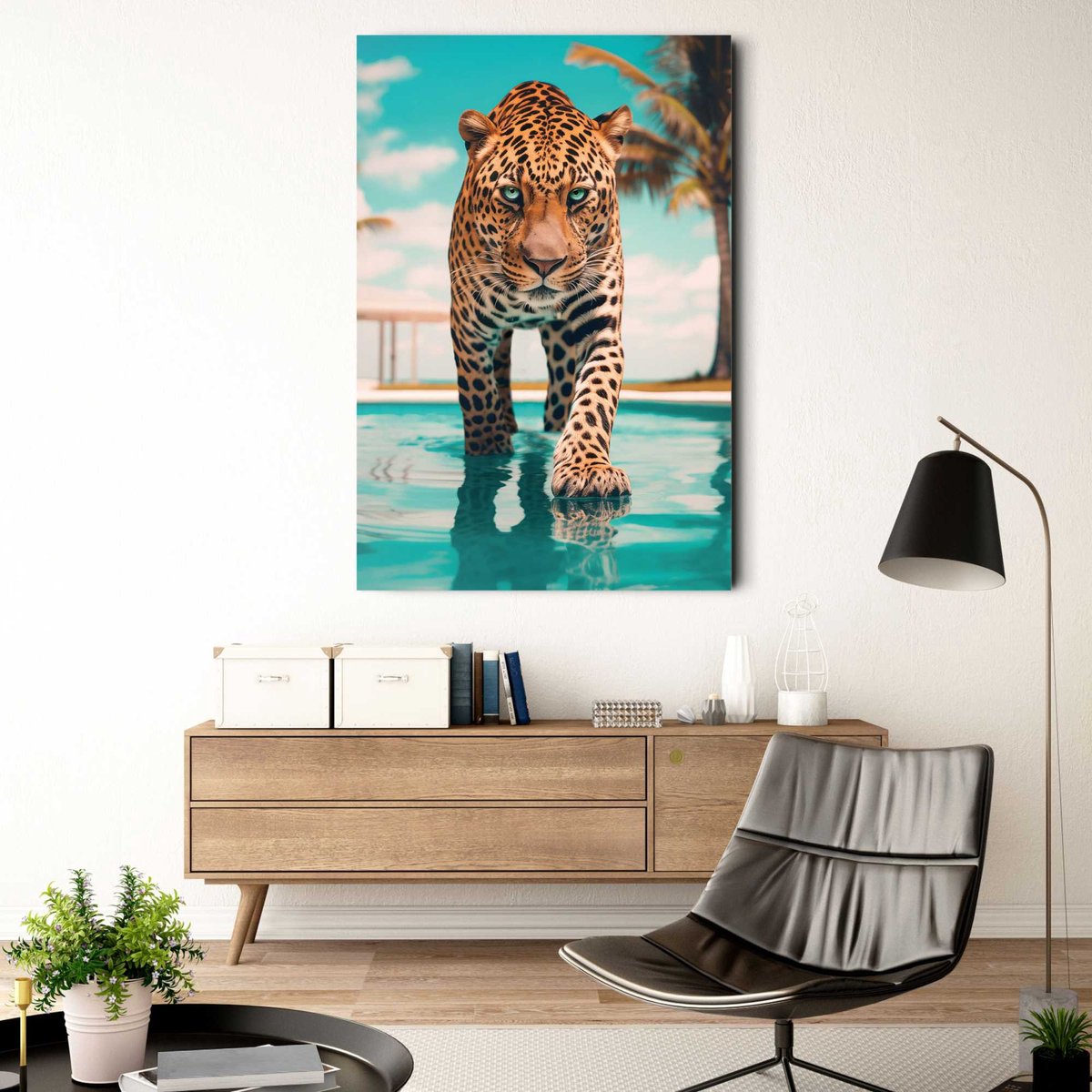 Deco glass  78x116cm - pool tiger