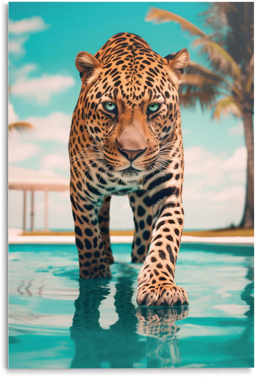 Deco glass  78x116cm - pool tiger