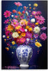 Deco glass  78x116cm - delft flowers