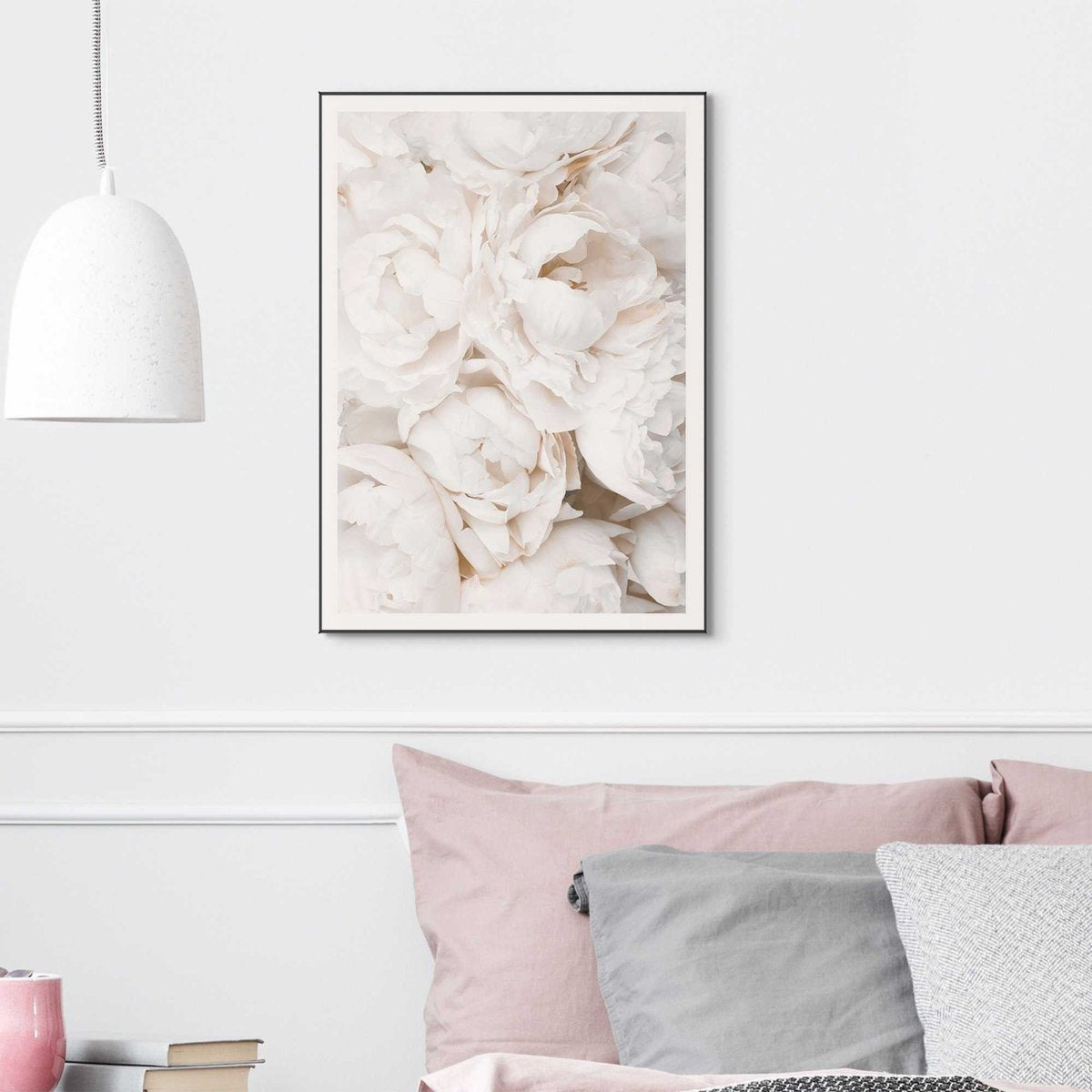 Slim frame black - 50x70cm - white roses