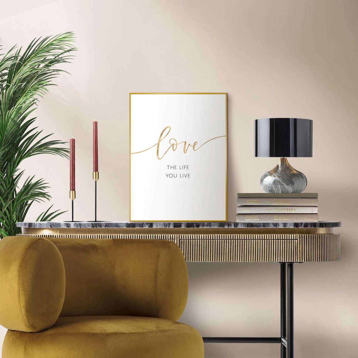 Slim frame gold - 30x40cm - life is love