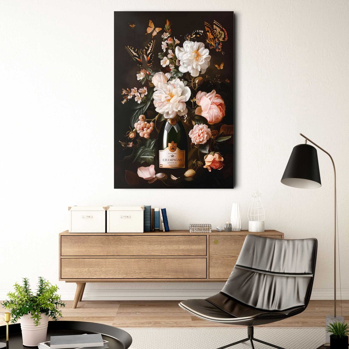Deco glass - 78x116cm - champagne flower