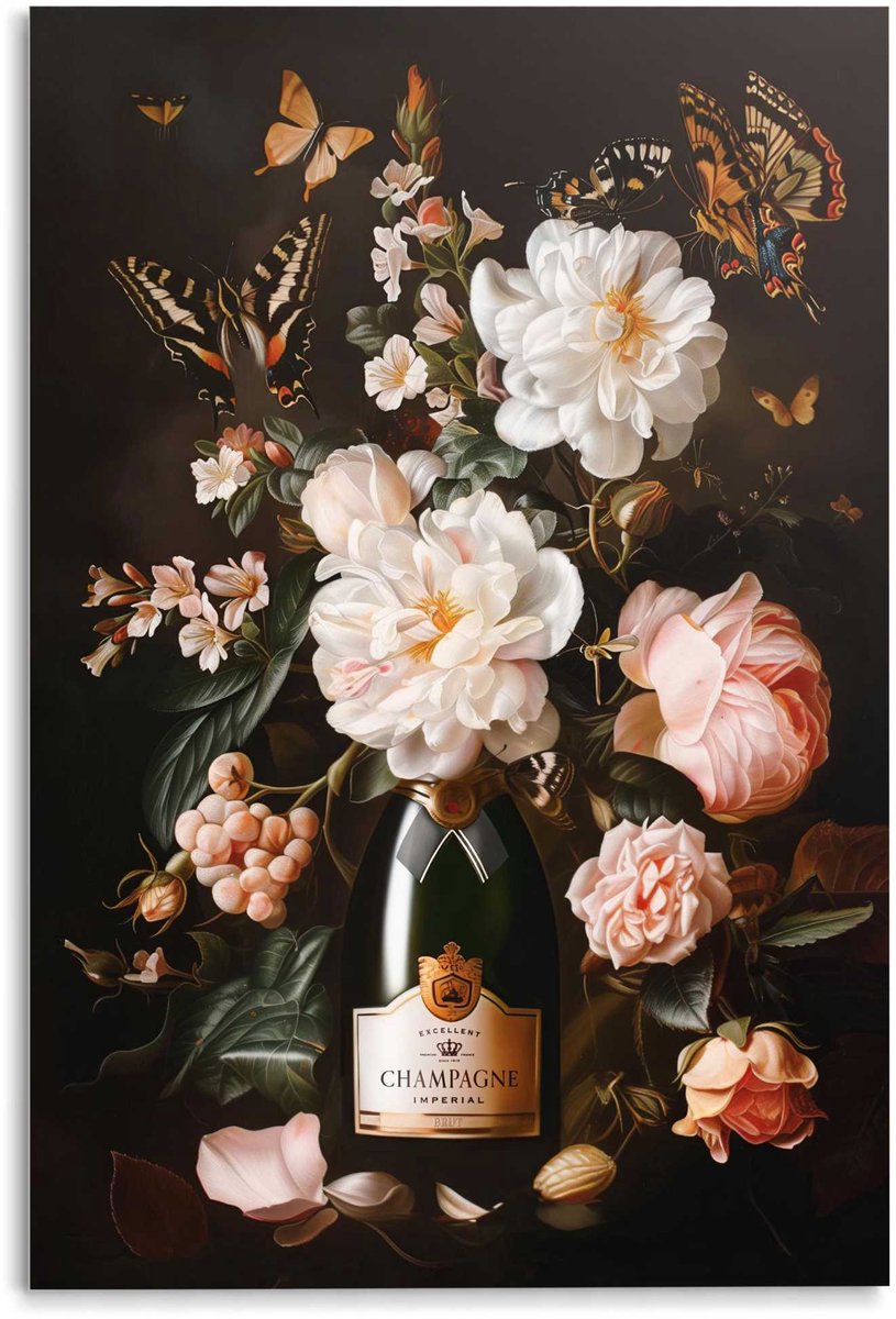 Deco glass - 78x116cm - champagne flower