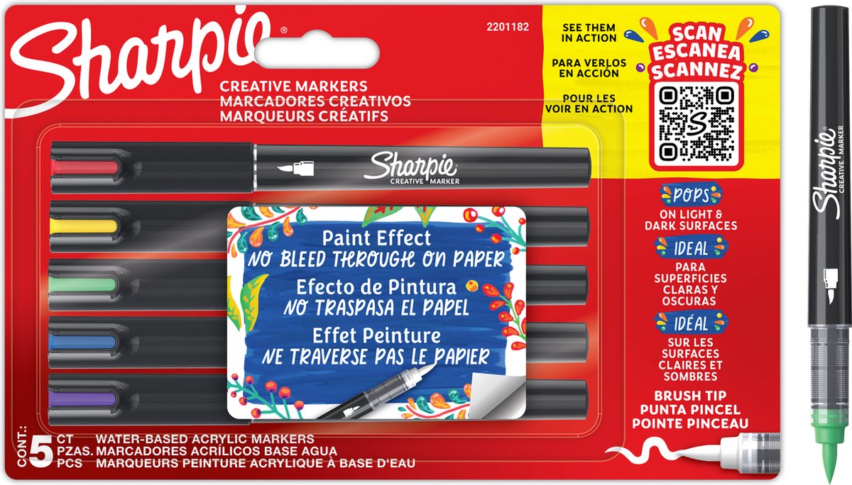 SHARPIE Creative acrylmarker met penseel punt - 5st.