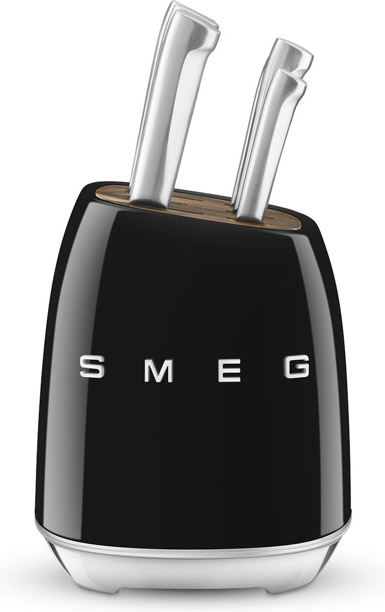 SMEG Messenblok 6 rvs messen - zwart