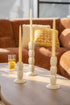 BY BOO Prinz set 3 kandelaars - beige - 10x28cm / 10x21cm / 10x15cm