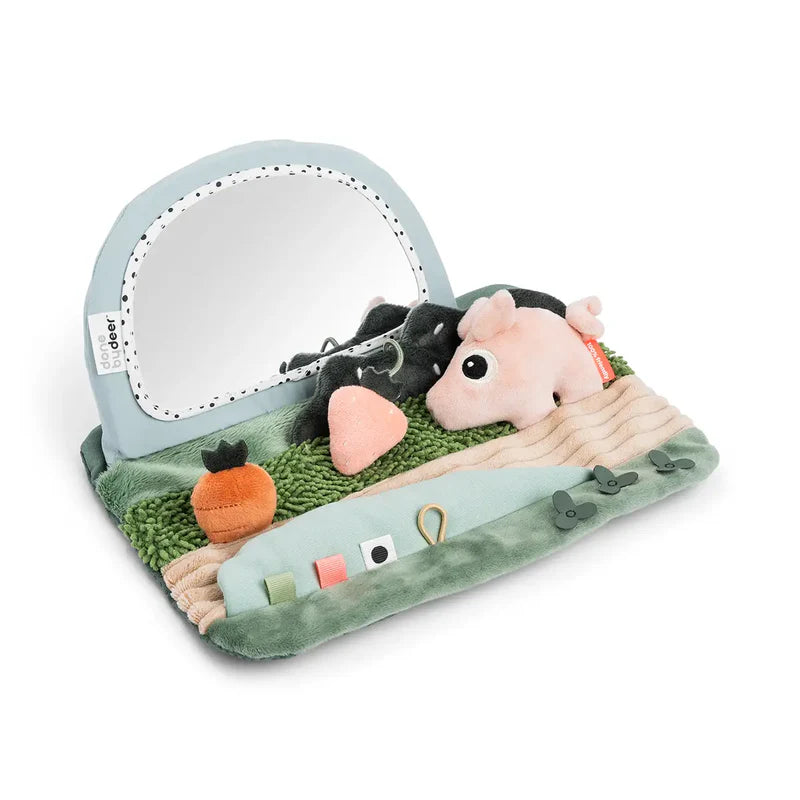 DONE BY DEER Tummy Time sensory mirror tiny farm colour mix