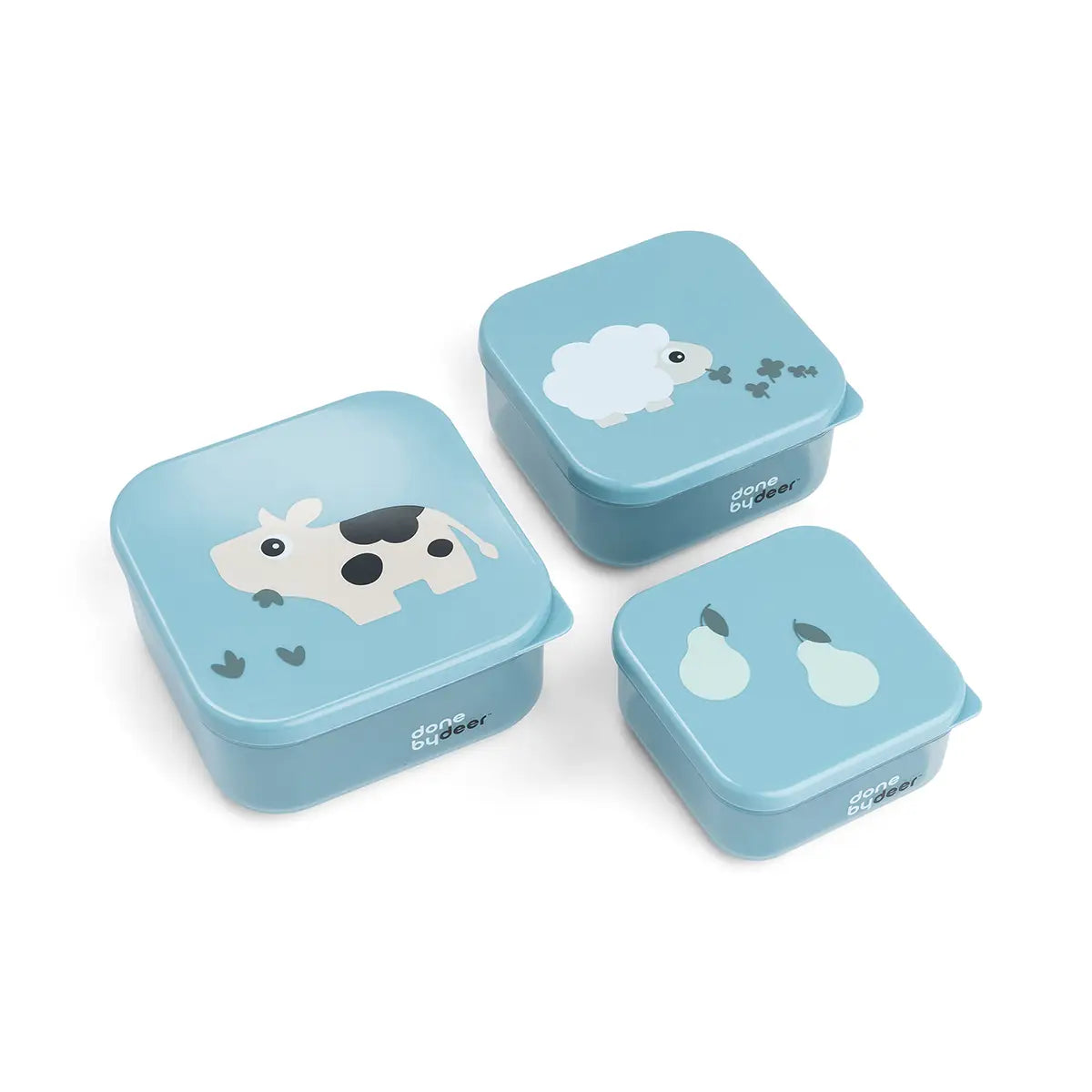 DONE BY DEER Snack boxen 3st. - Tiny farm blue
