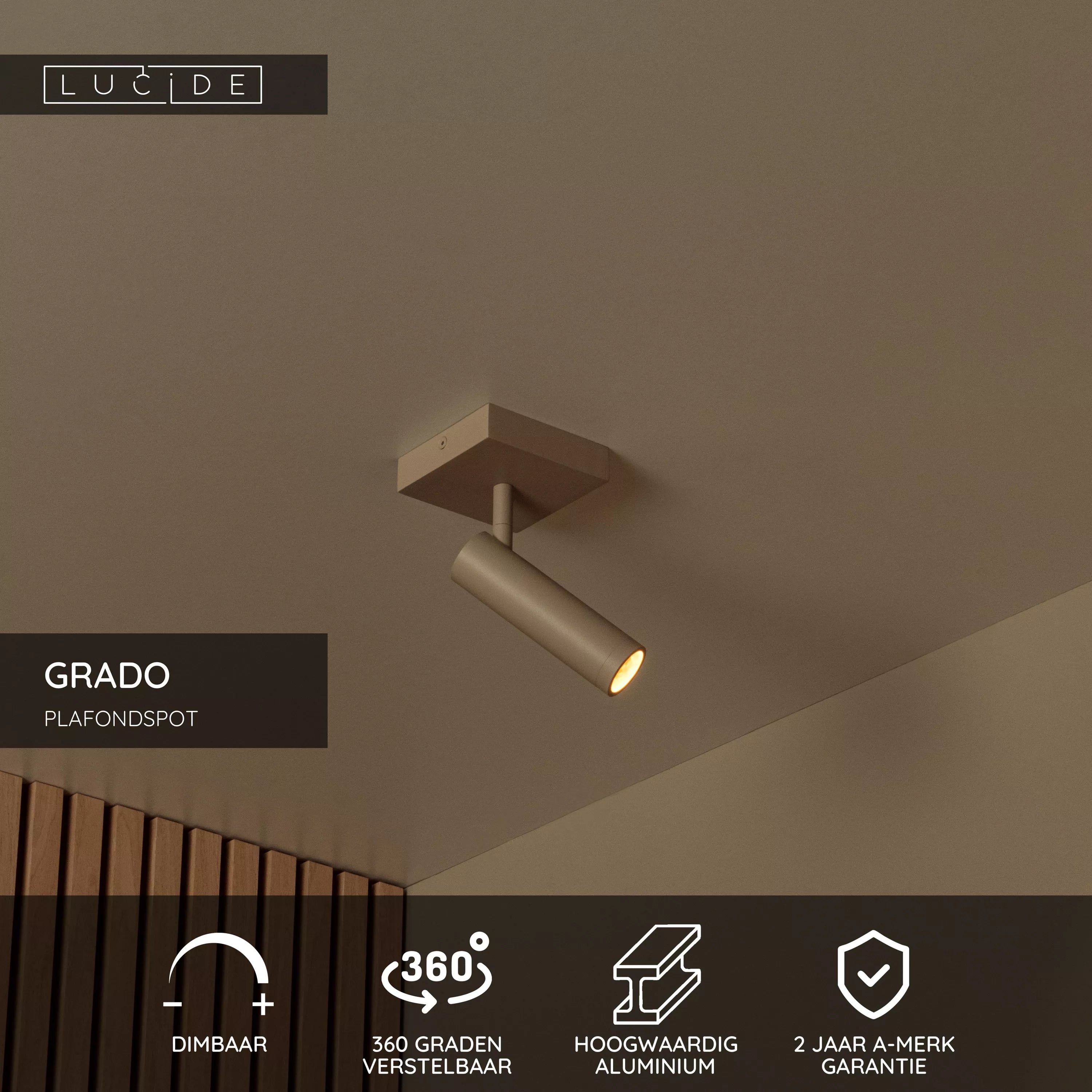 LUCIDE Grado plafondspot taupe 1xGU10 MR11 40W