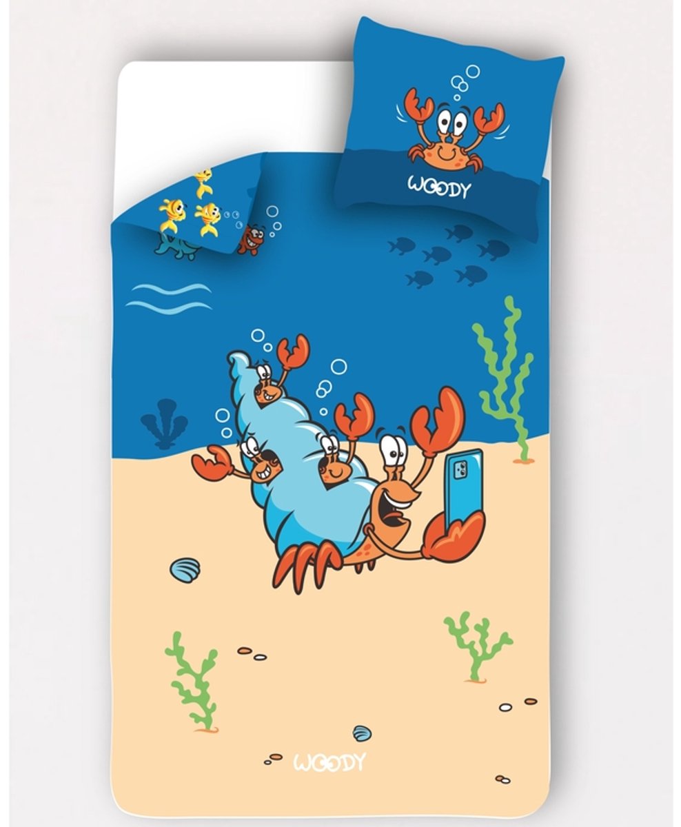 WOODY dekbedovertrek - 140x220cm - hermietkreeft