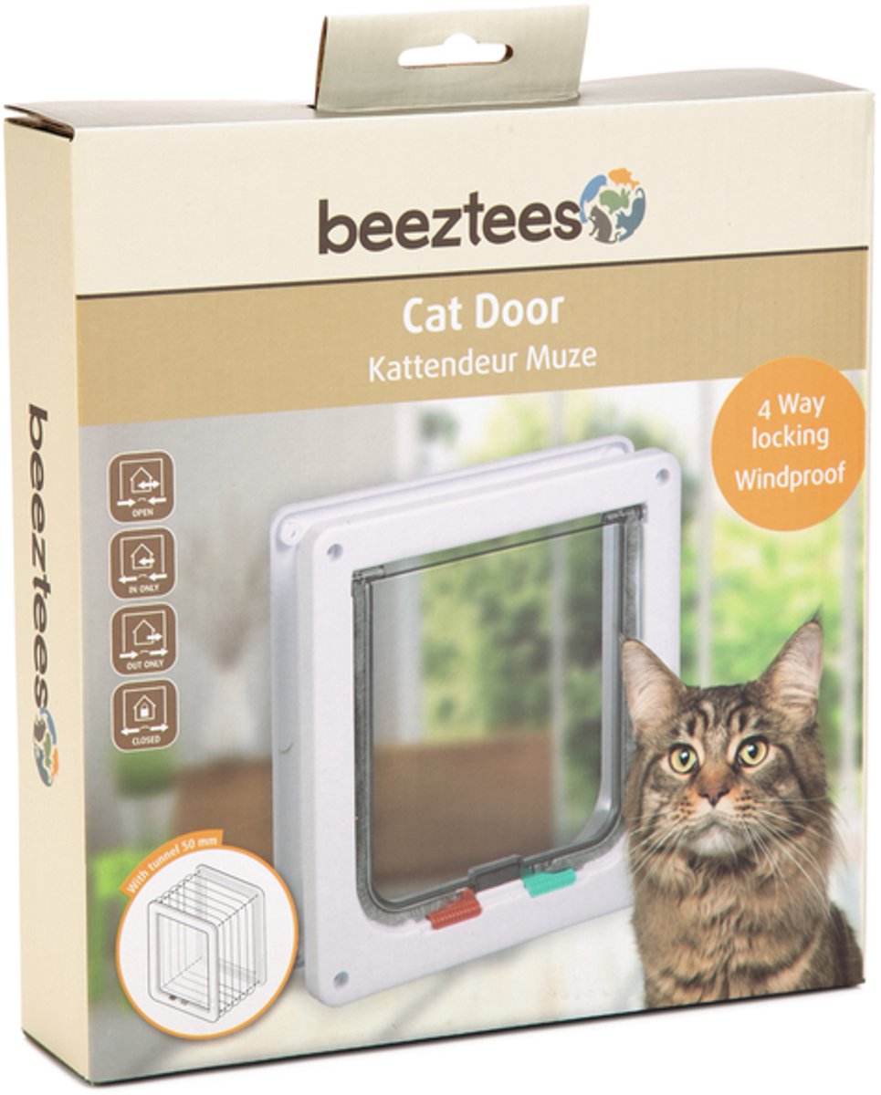 BEEZTEES Kattenluik Muze wit - 19.2x20cm