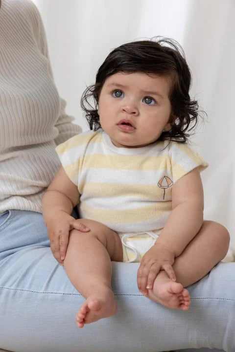 FEETJE Sunshine - playsuit streep badstof - geel - 68