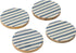 J-LINE Set 4 onderzetters mangohout - blauw/ wit