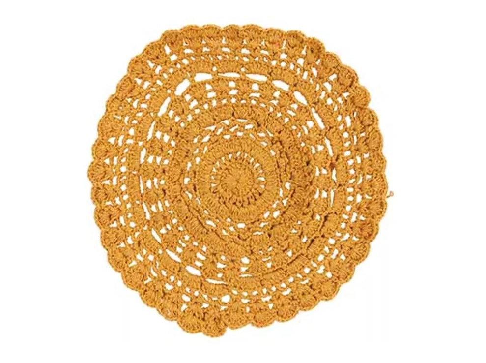 Placemat crochet rond - 35x35x8cm - oker