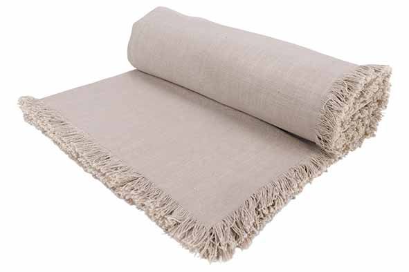 Tafelkleed fringes recht - 250x140cm - grijs