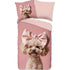 GOODMORNING Dekbedovertrek kids- 140x220 cm - 33234 - pink - hond met strik