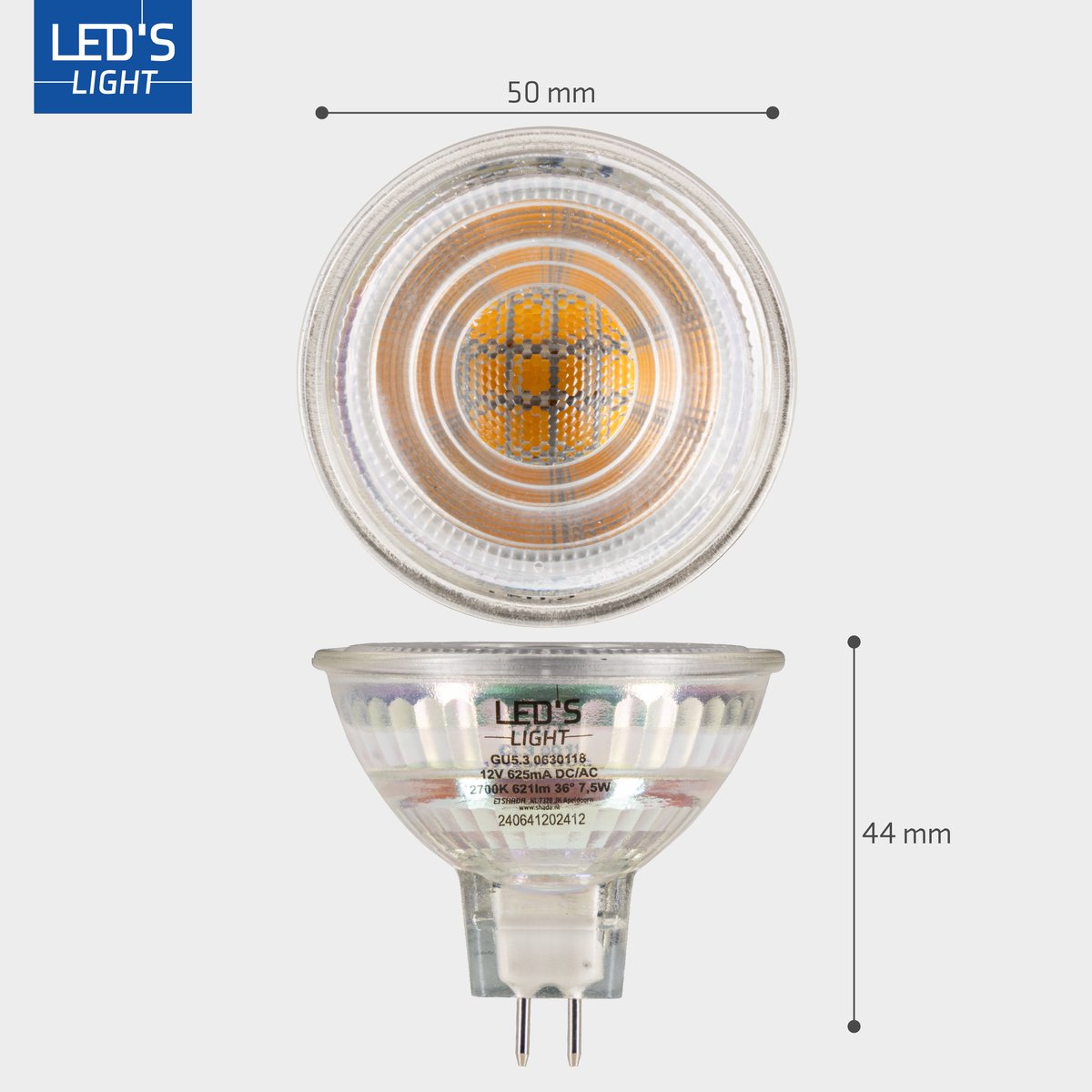 LED SMD bulb MR16 GU5,3 7,5W 621lm 2700K