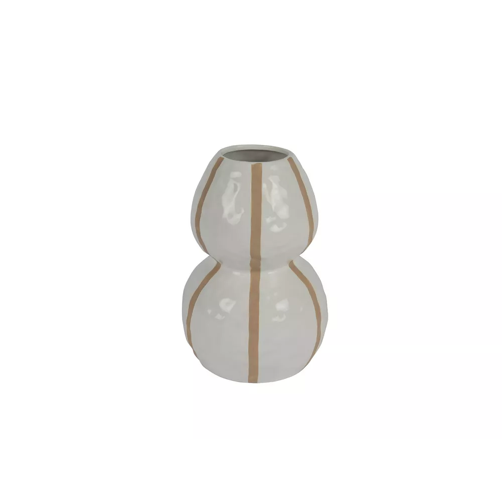 Vaas porselein - 18x14x22.5cm - wit /bruin