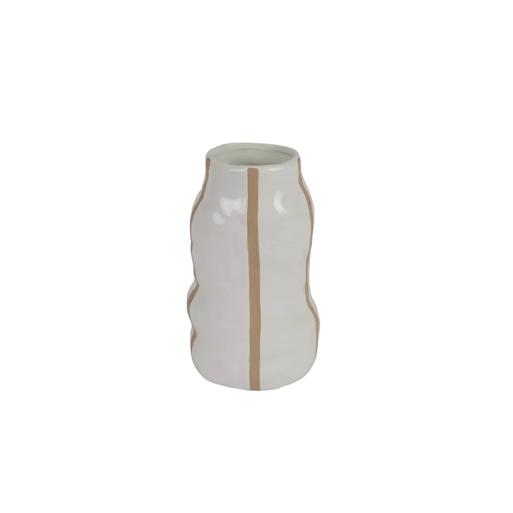 Vaas porselein - 11.5x10x18.5cm - wit /bruin
