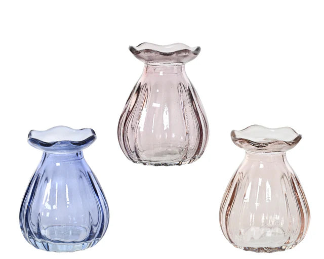 Vaas glas ass. 3 - 7x9cm - multi color (prijs per stuk)