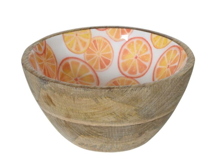 Decoschaal mangohout - 12.5x6cm - oranje