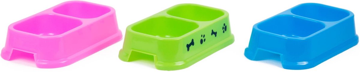 Honden/katten voerbak dubbel mix (prijs per stuk)