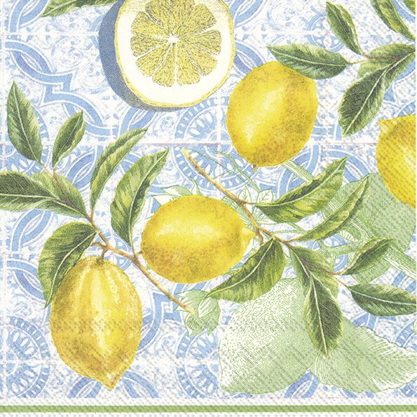 IHR Lunchservet 33x33cm - Citroen/blauw 868500